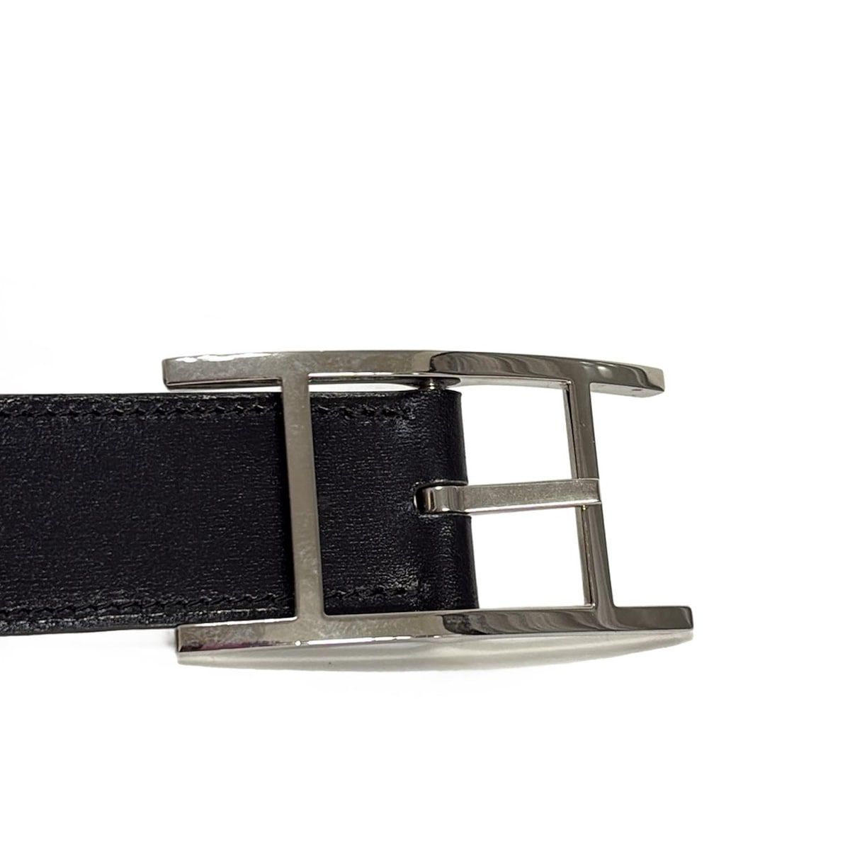 HERMES(エルメス) ベルト 90 アピ 黒×ショコラ シルバー金具