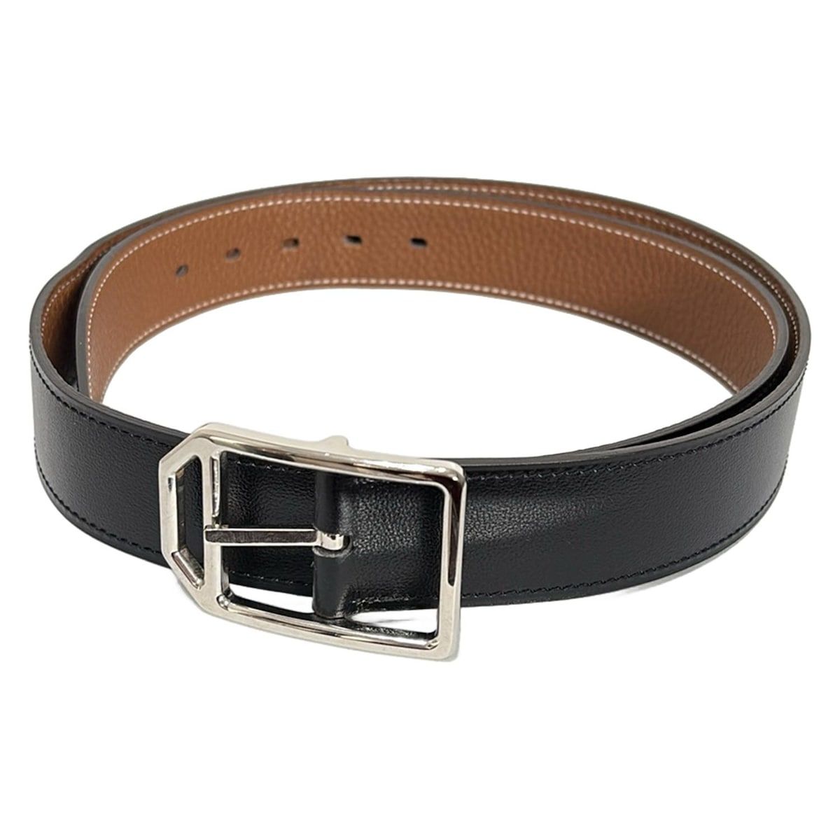 HERMES エルメス ベルト 90 - 黒×ゴールド シルバー金具