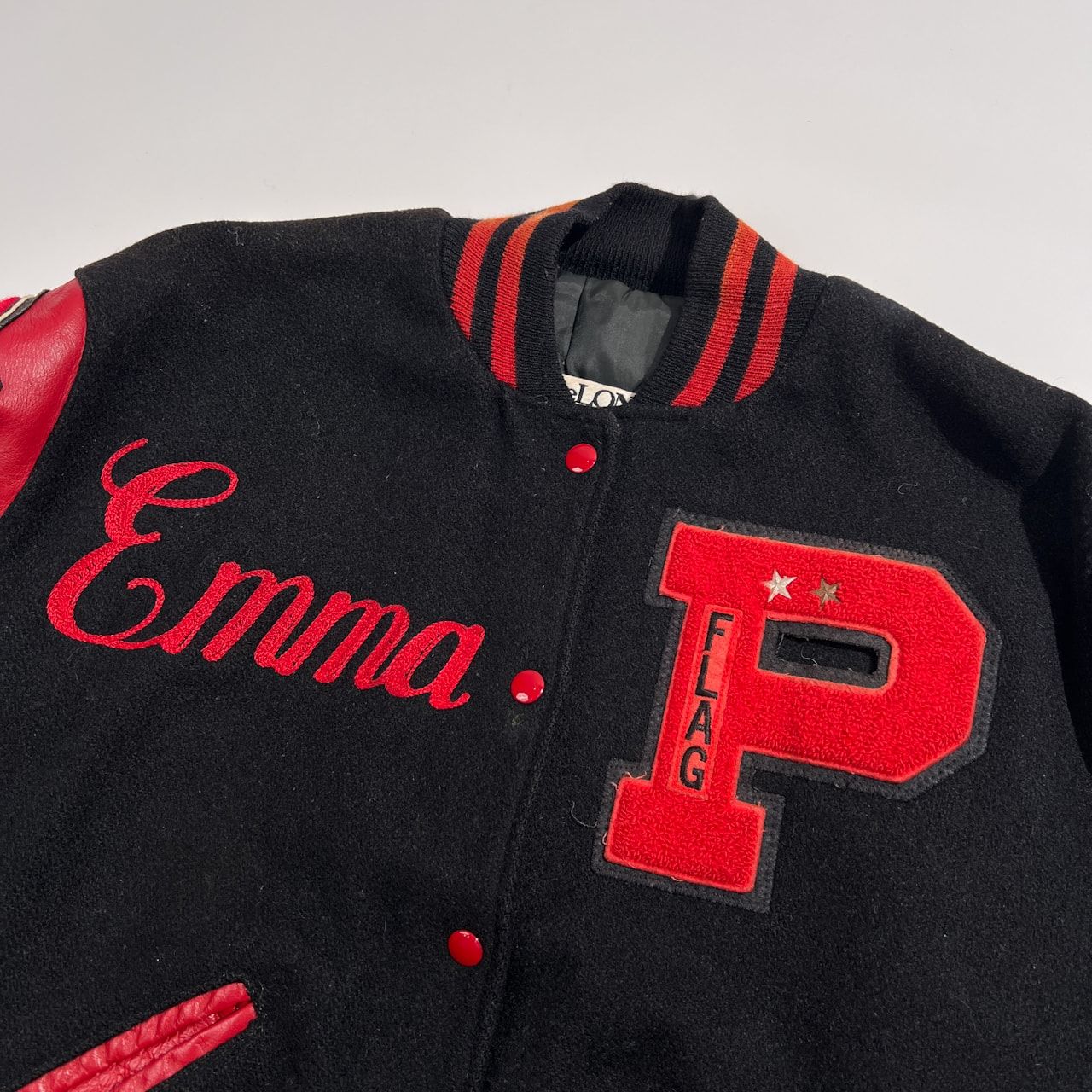 USA製 DeLONG フルデコ 刺繍 ワッペン 袖革 本革 レザー スタジャン