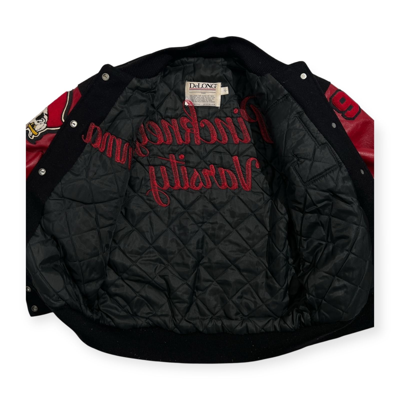 USA製 DeLONG フルデコ 刺繍 ワッペン 袖革 本革 レザー スタジャン