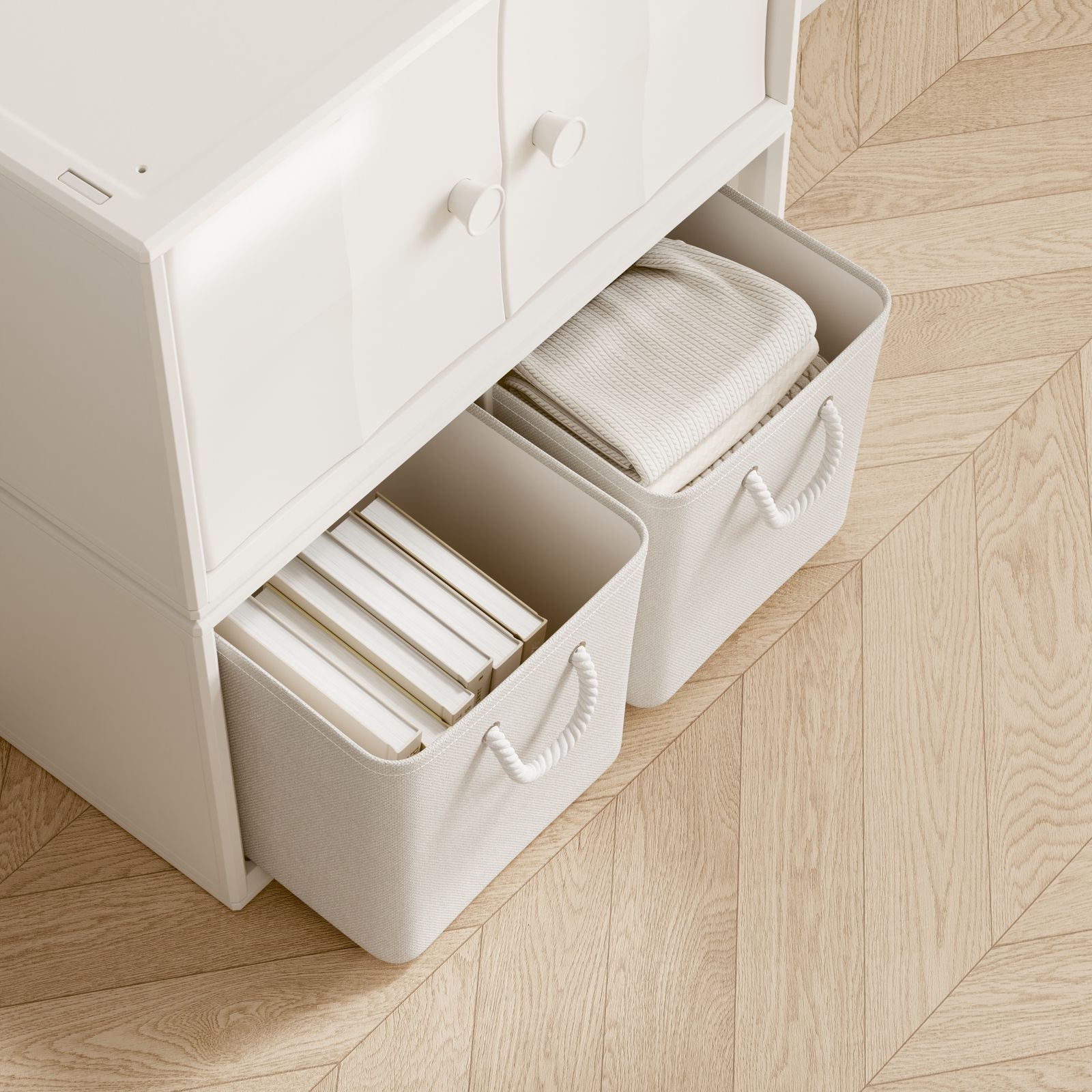 数量限定セール」積み重ね収納棚 扉付き おもちゃ箱 幅74cm 前開き