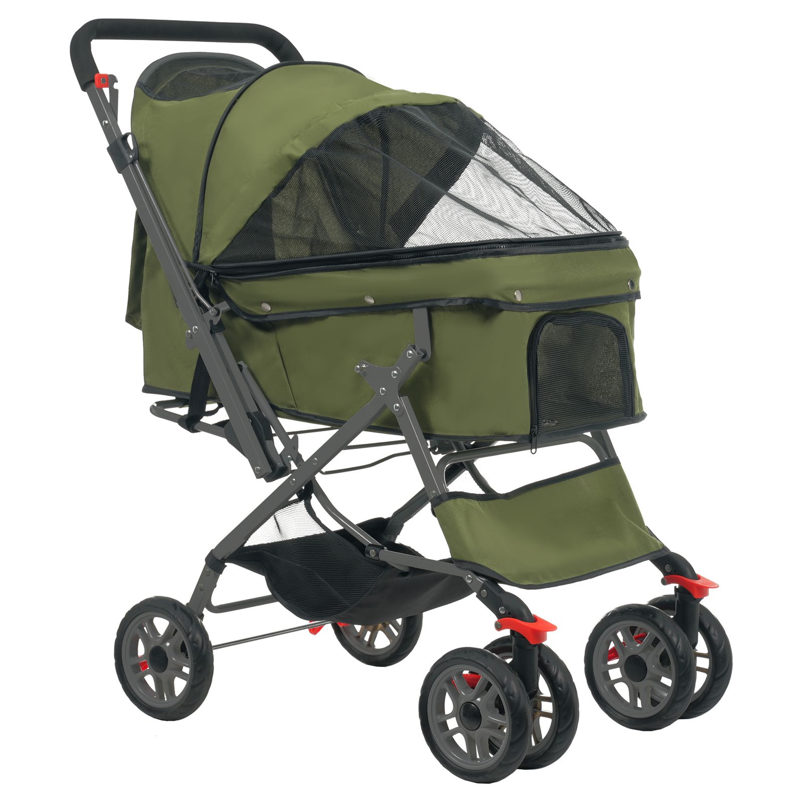 ペットカート 対面式 折りたたみ 多頭 中型犬 小型犬 猫 2 way 軽量 組立簡単 工具不要 介護用 ドッグカート ペットバギー 犬 動物 ペット用品 オリーブグリーン