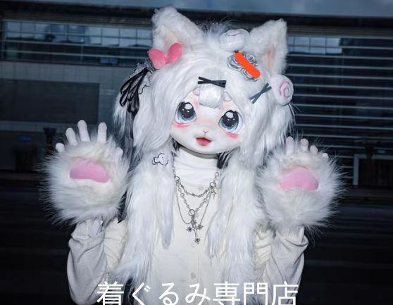 kig ファースーツ マスク 着ぐるみセット グリーン ケモノ 全頭ヘッド ぬいぐるみ コスプレ コスチューム No.17