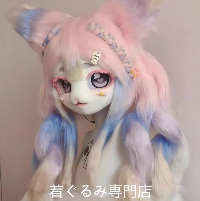 kig ファースーツ マスク 着ぐるみセット グリーン ケモノ 全頭ヘッド ぬいぐるみ コスプレ コスチューム No.20