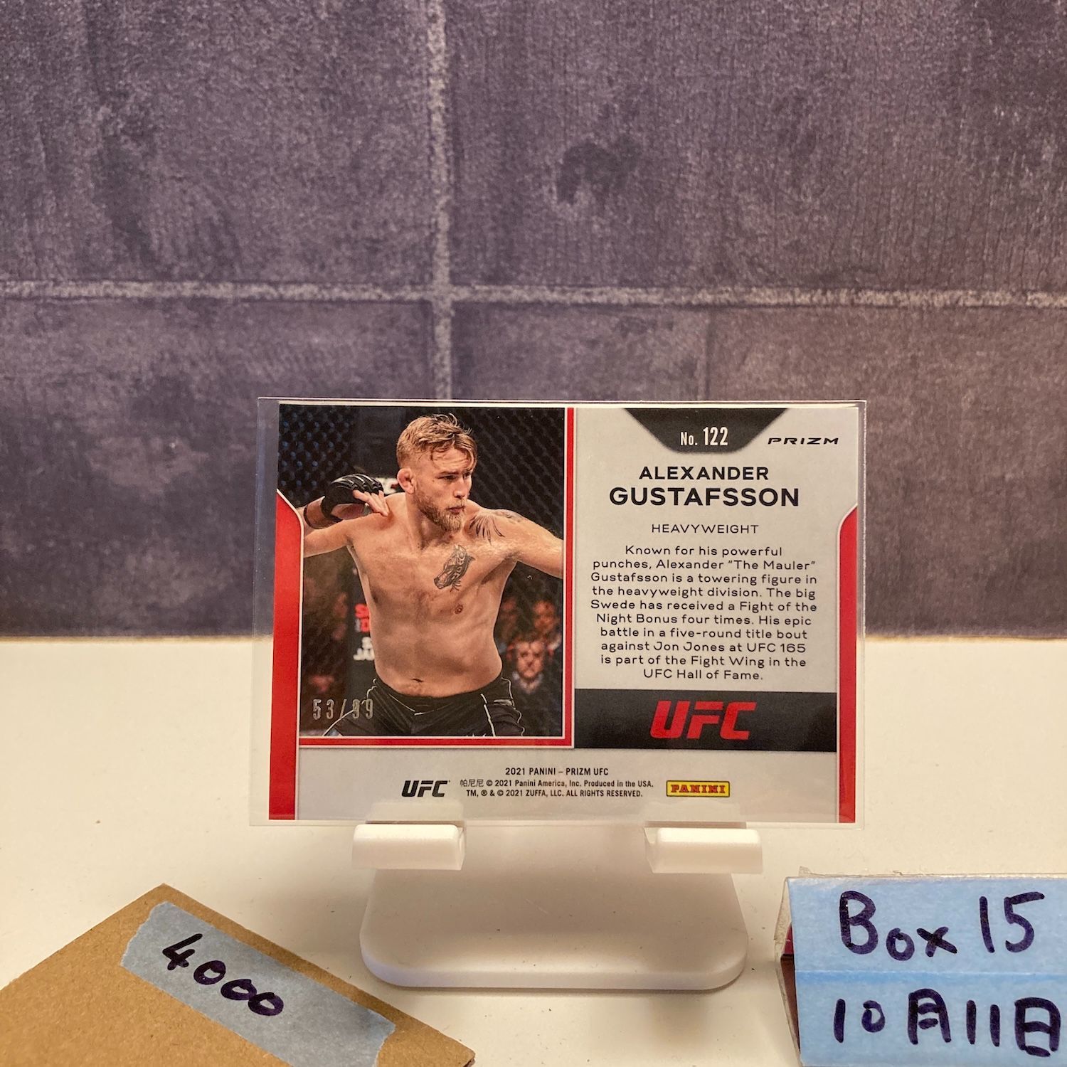 2021 Panini Alexander Gustafsson 53/99 UFC Orange Prizm