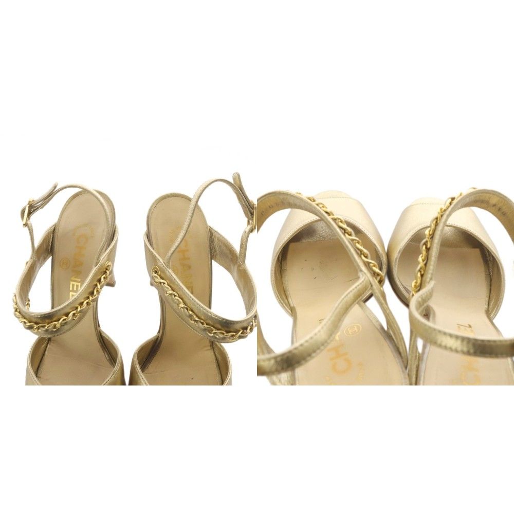 シャネル CHANEL サンダル ハイヒール ココマーク チェーン ストラップ
