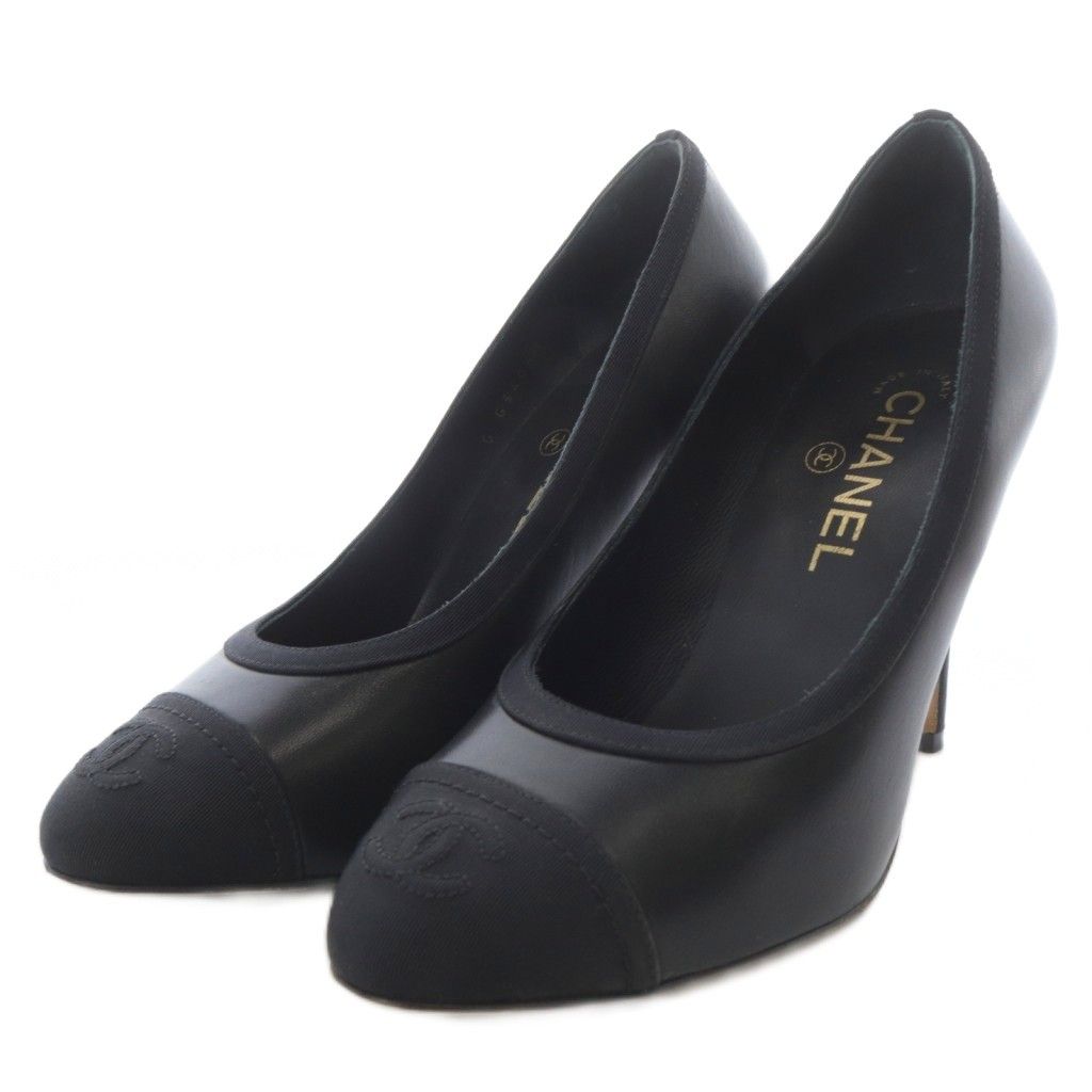 シャネル CHANEL パンプス ピンヒール ココマーク レザー 36.5C