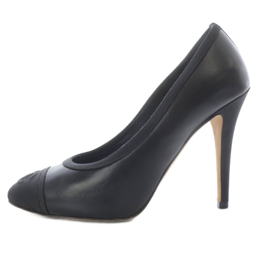 シャネル CHANEL パンプス ピンヒール ココマーク レザー 36.5C