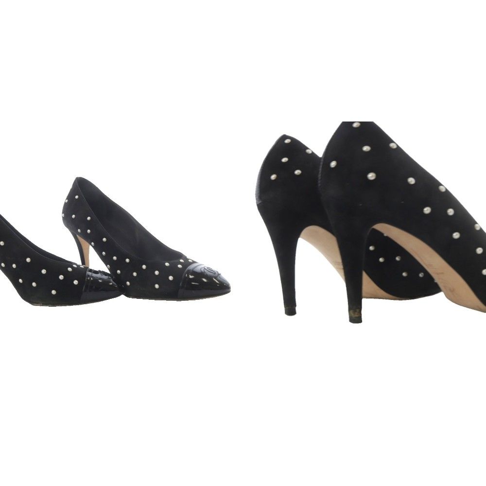 シャネル CHANEL パンプス ハイヒール ココマーク パール スエード