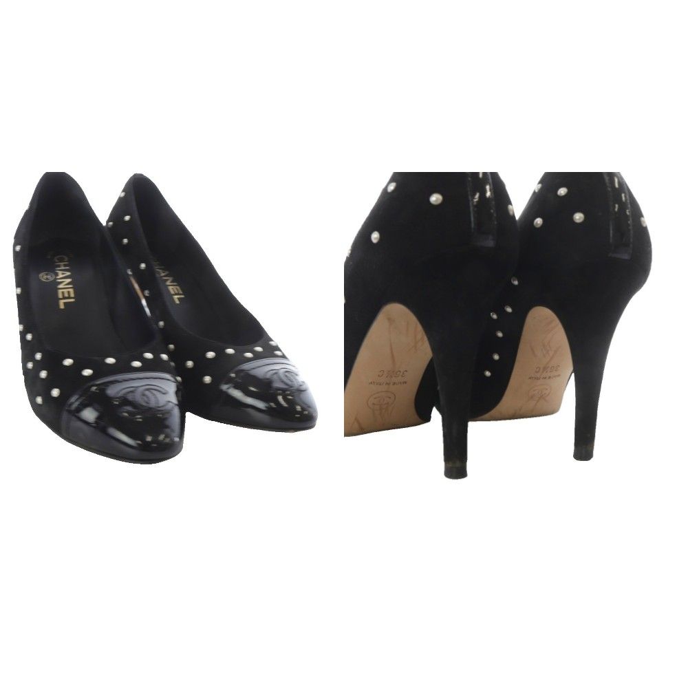 シャネル CHANEL パンプス ハイヒール ココマーク パール スエード