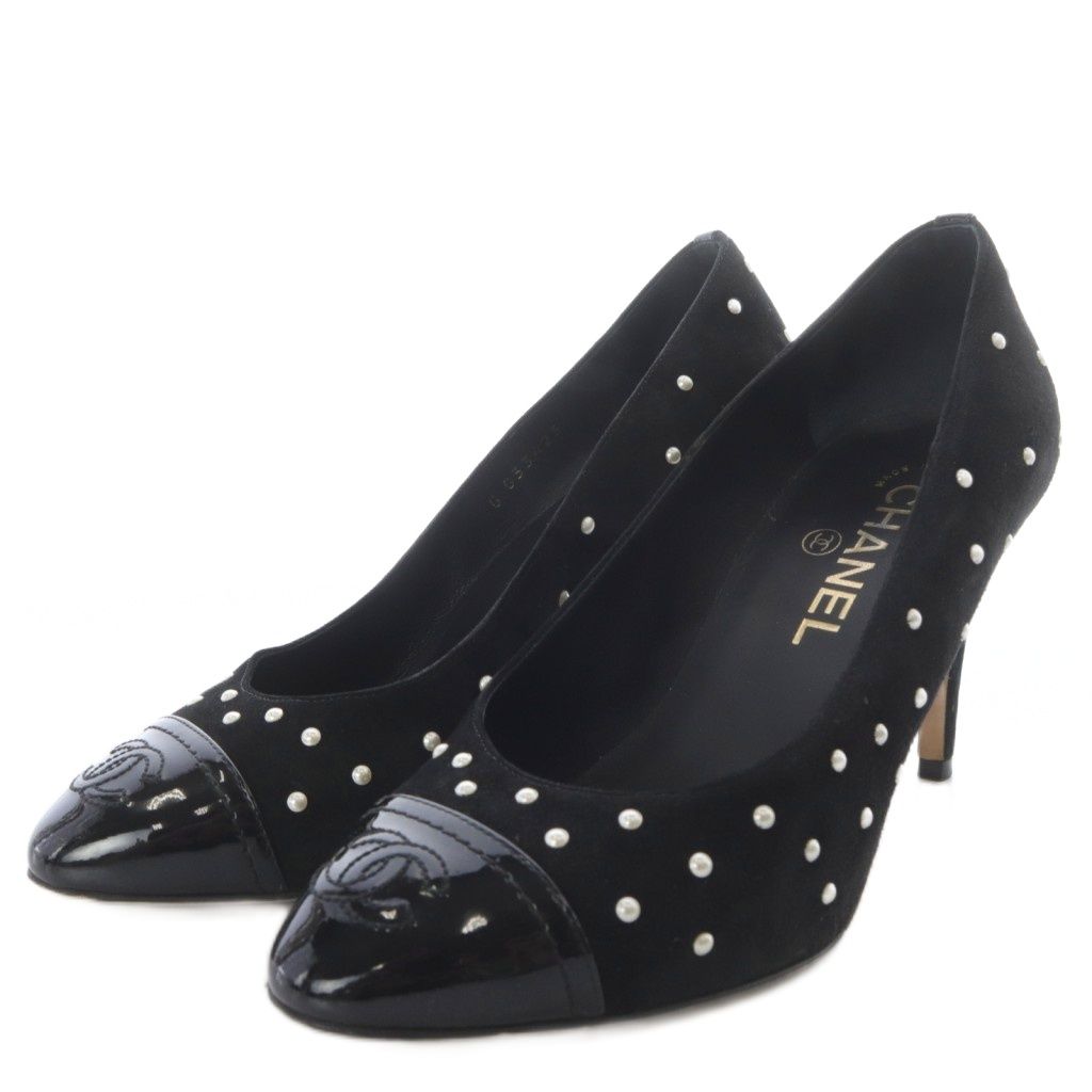 【美品】CHANEL シャネル ココマーク スエード パンプス シャネル CHANEL パンプス ハイヒール ココマーク パール スエード