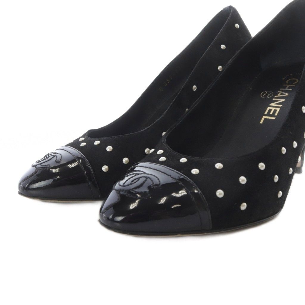 シャネル CHANEL パンプス ハイヒール ココマーク パール スエード