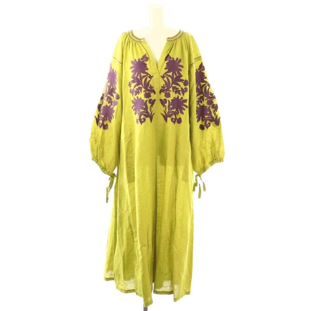 サラマリカ Sara Mallika CTN LINEN BIG FLOWER EMB DRESS ワンピース