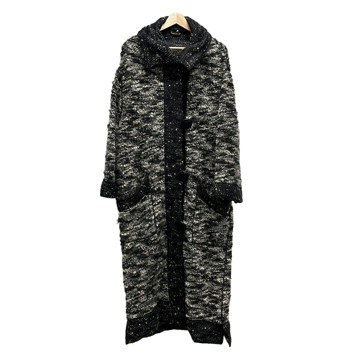 早い者勝ち❗️伊太利屋★新品❗️プリントニットコート 伊太利屋/GKITALIYA(イタリヤ) コート サイズフリー レディース - 黒