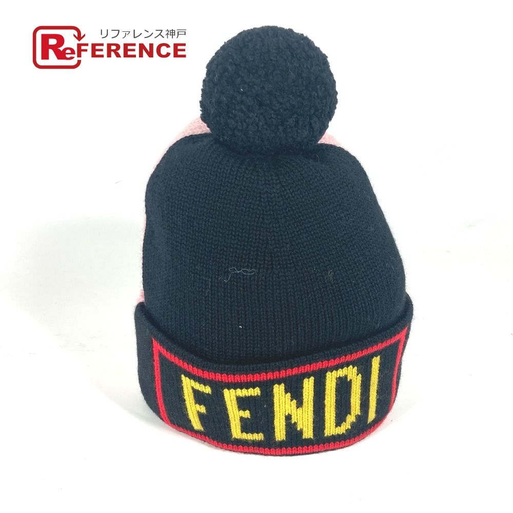 FENDI フェンディ ニット帽 ロゴ FXQ056 ウール ブラック - メルカリ