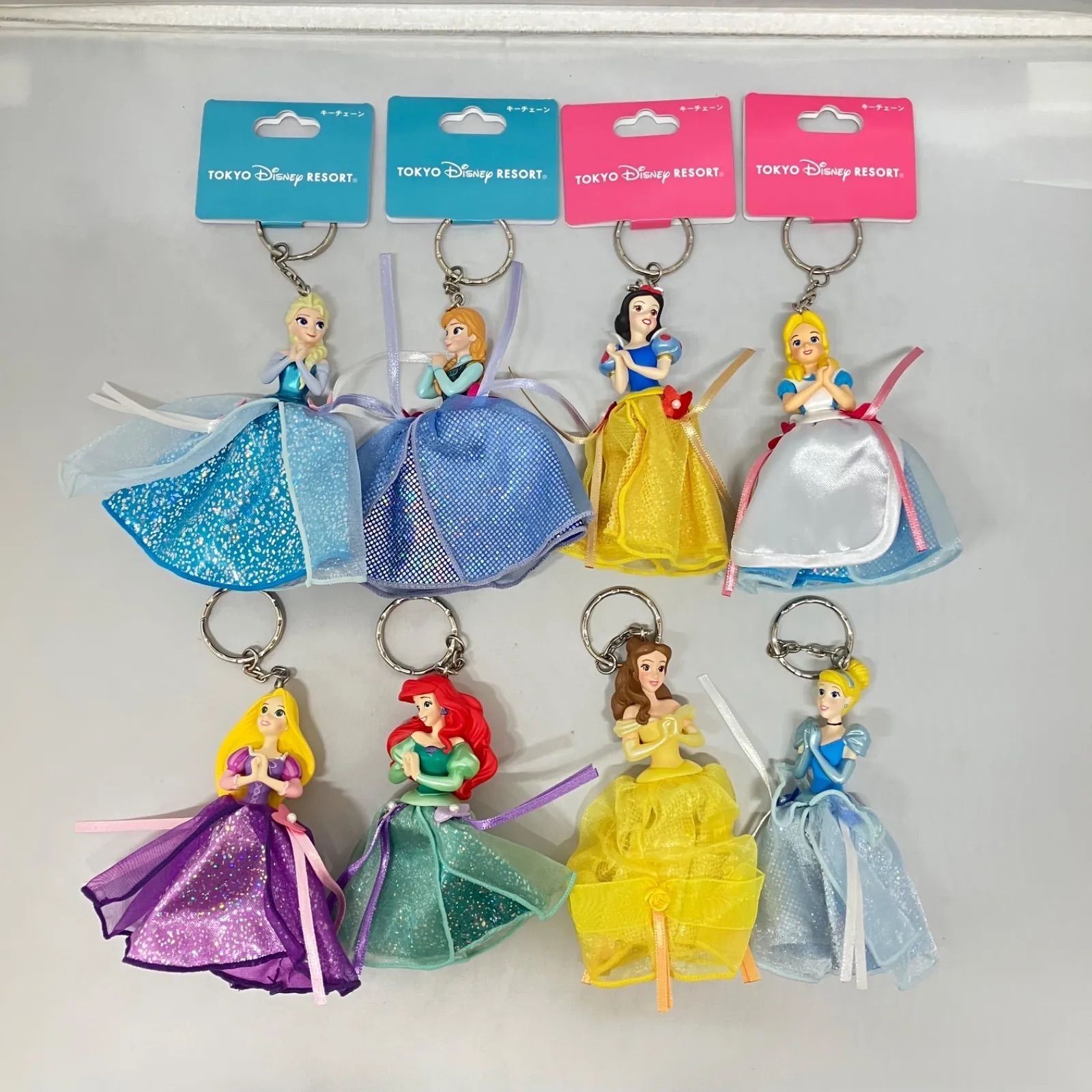 ディズニープリンセス キーホルダー 8点セット まとめ売り 美品 ドレス