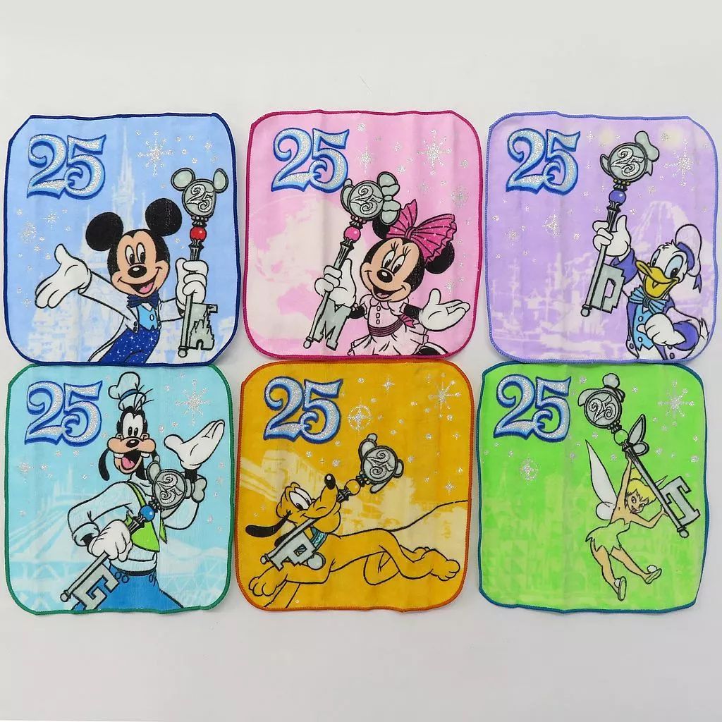 中古】タオル・手ぬぐい 集合 ミニタオル6枚セット 「東京ディズニー