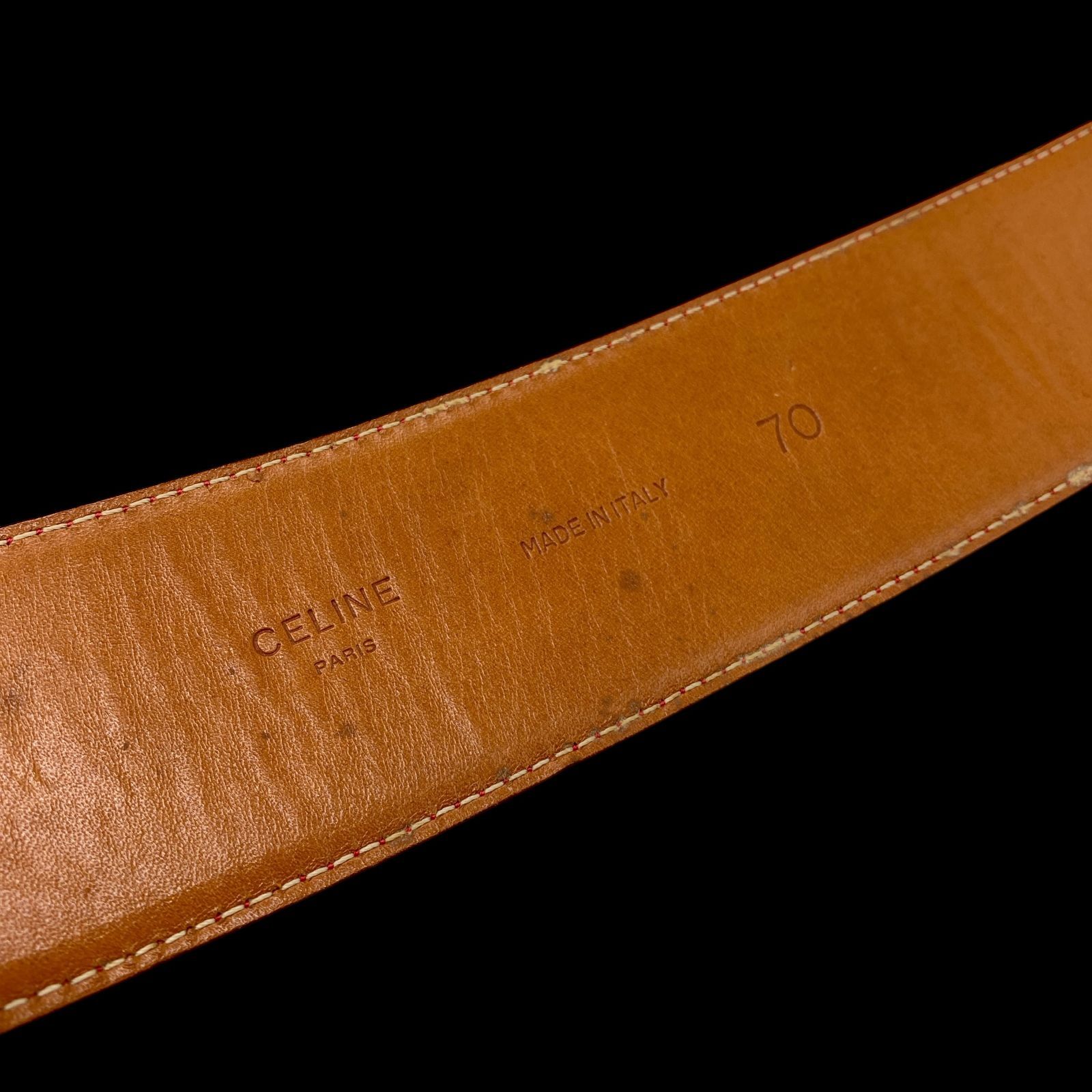 希少 CELINE セリーヌ ホースビット金具 レザーベルト 70 レッド 本革