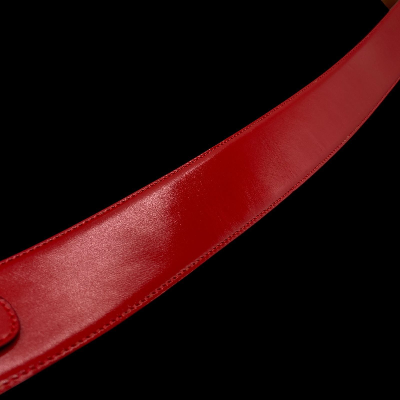 希少 CELINE セリーヌ ホースビット金具 レザーベルト 70 レッド 本革