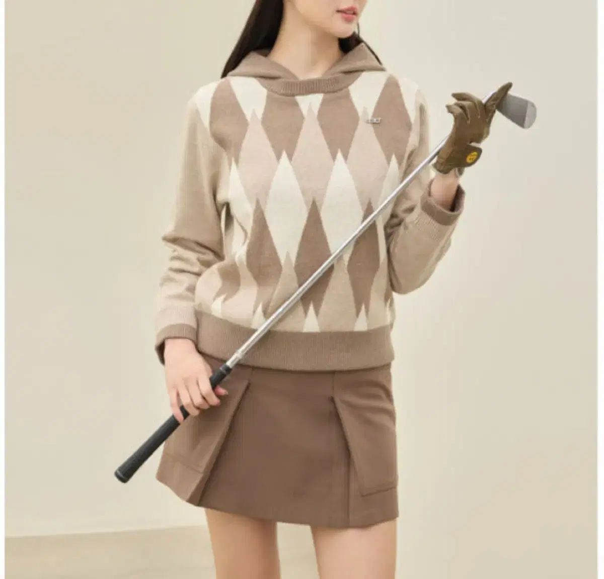 ゴルフウェア アーガイル 防風ニット