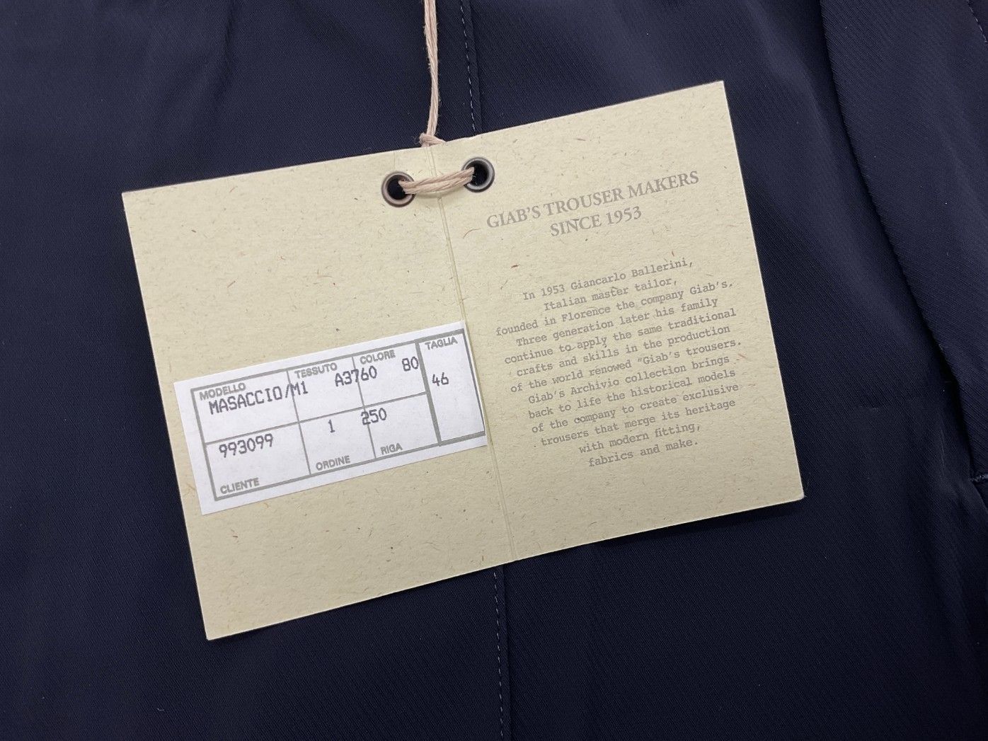 新品 46 giab's ARCHIVIO ジャブスアルキビオ マサッチョ 永久クリース