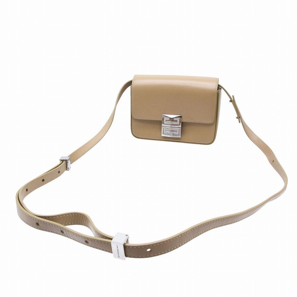 ジバンシー ロゴ ハンドバッグ グレージュ ベージュ レザー レディース Givenchy 【中古】 GIVENCHY ジバンシィ 4G スモール レザー ショルダーバッグ ベージュ