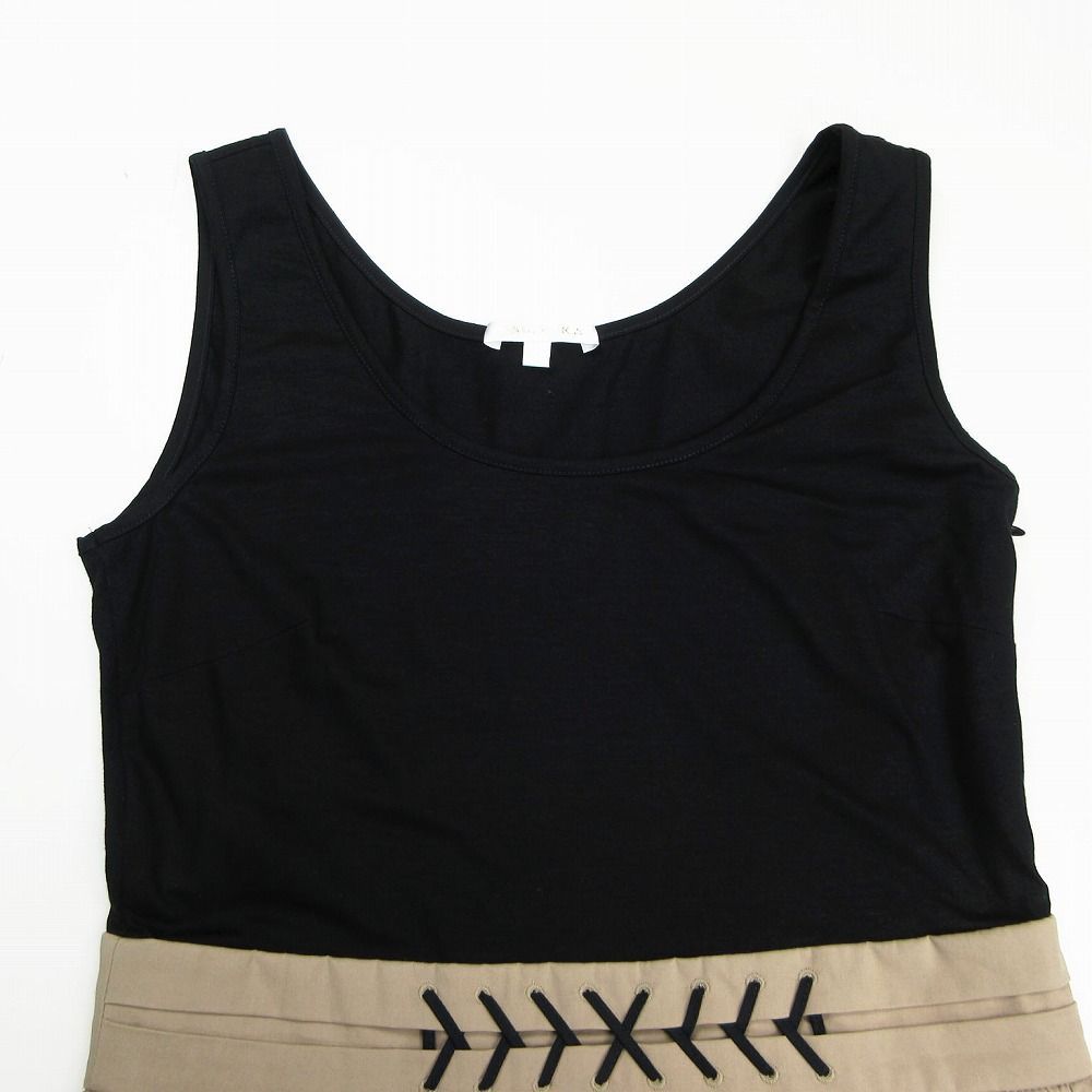 PAULE KA ポールカ ワンピース ノースリーブ 異素材 切替 レースアップ