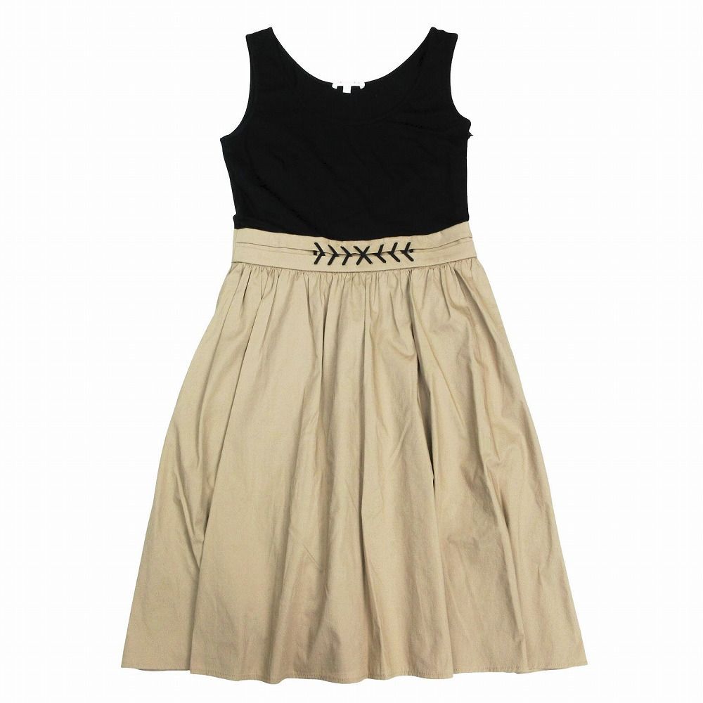 PAULE KA ポールカ ワンピース ノースリーブ 異素材 切替 レースアップ