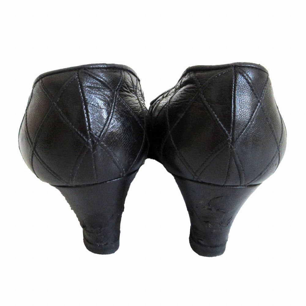 【美品】CHANEL シャネル レザーパンプス マトラッセ ブラック 21cm CHANEL シャネル レザー マトラッセ パンプス ラウンドトゥ ブラック