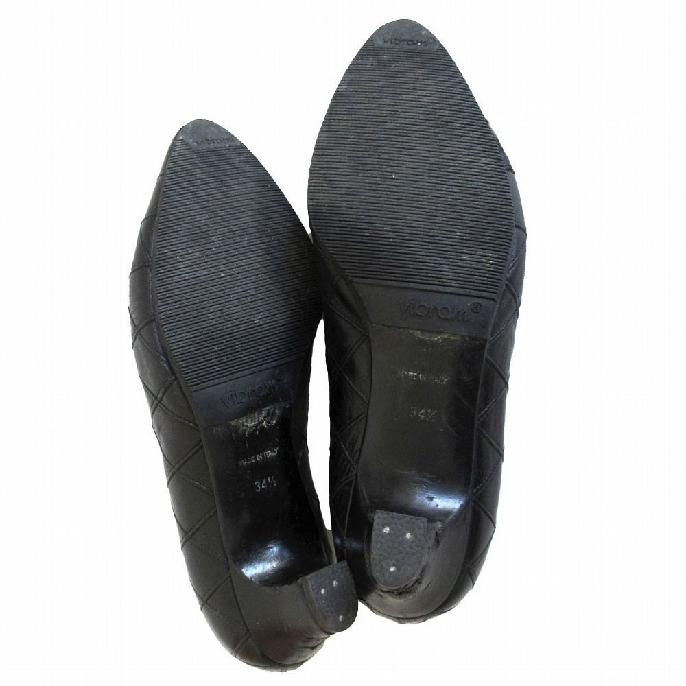 CHANEL シャネル レザー マトラッセ パンプス ラウンドトゥ ブラック