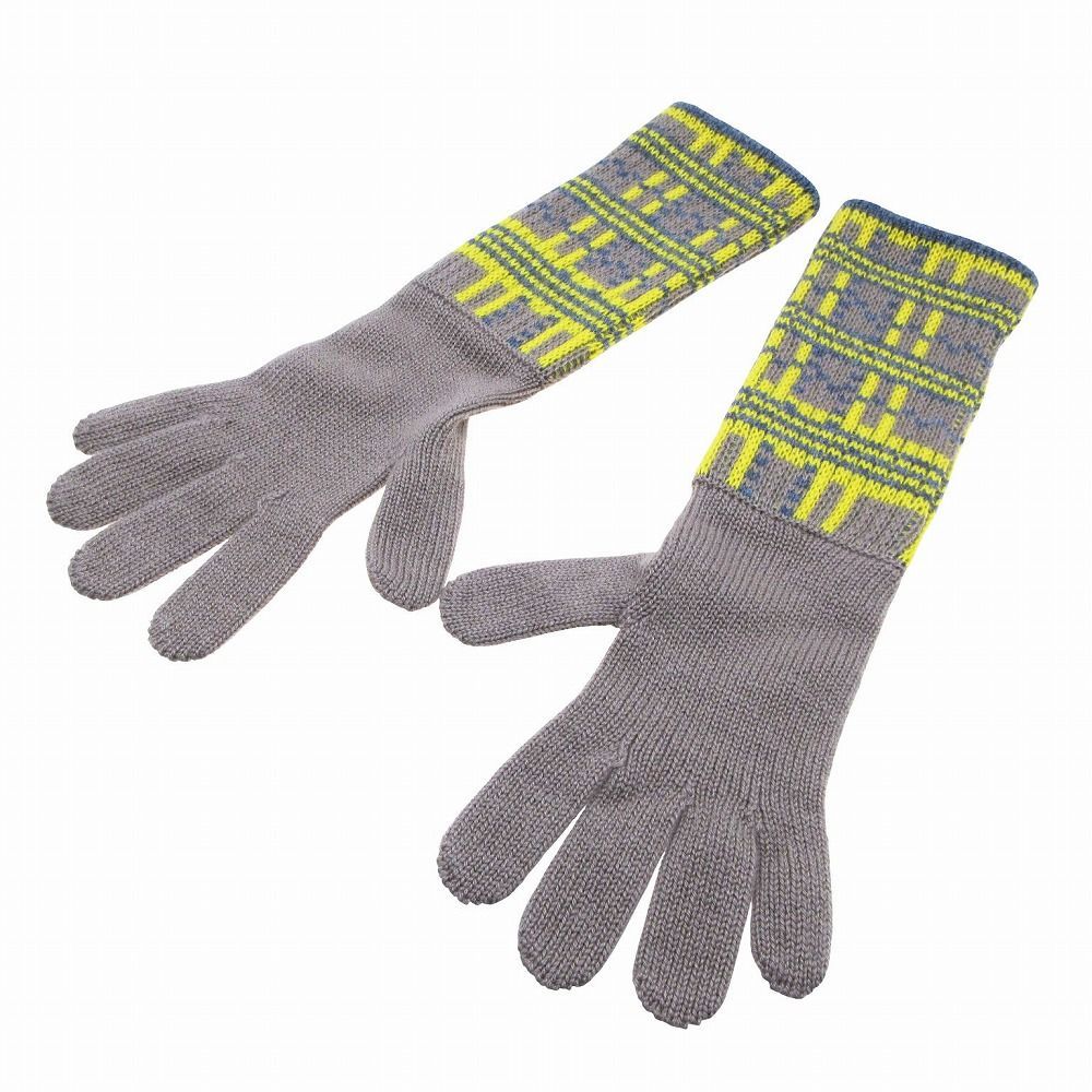 美品　エルメス　カシミア　手袋　グローブ　ロング　ベージュ 極美品 HERMES エルメス カシミヤ100％ ロング 手袋 サロメ ニット