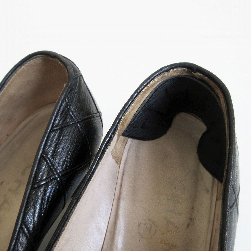 CHANEL シャネル レザー マトラッセ パンプス ラウンドトゥ ブラック