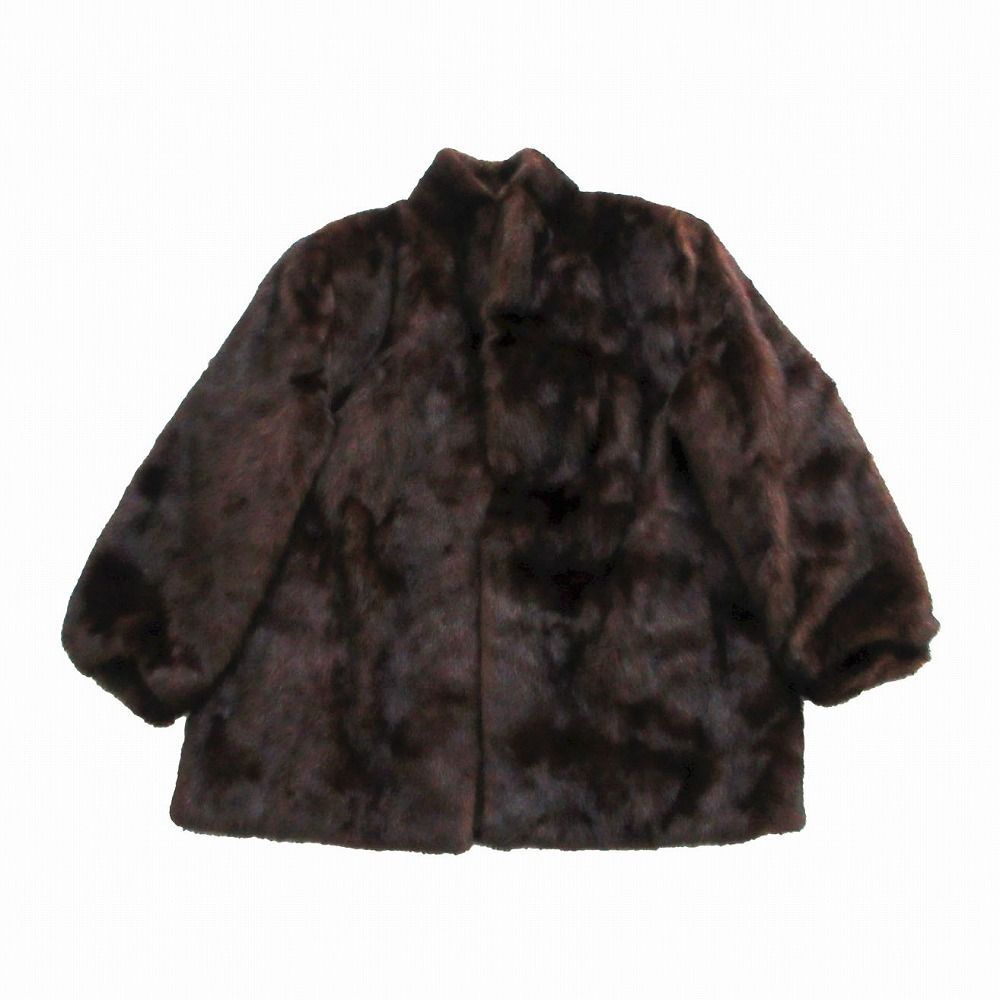 ミンクファー 本毛皮 リアルファー コート ハーフ丈 ショールカラー