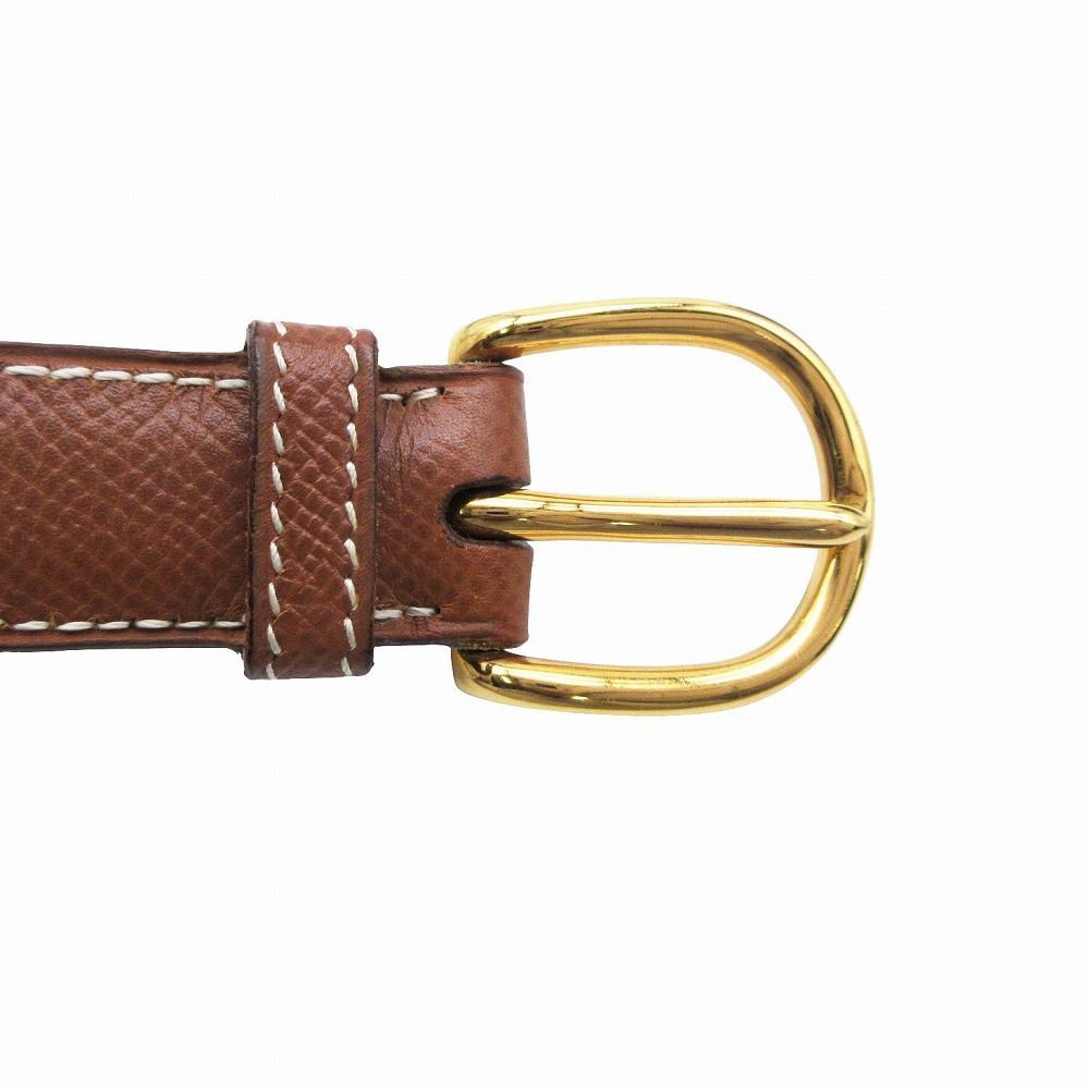 HERMES ブラウンレザーベルト ゴールドバックル HERMES エルメス 1994年製 ヴィンテージ ゴールドバックル レザー