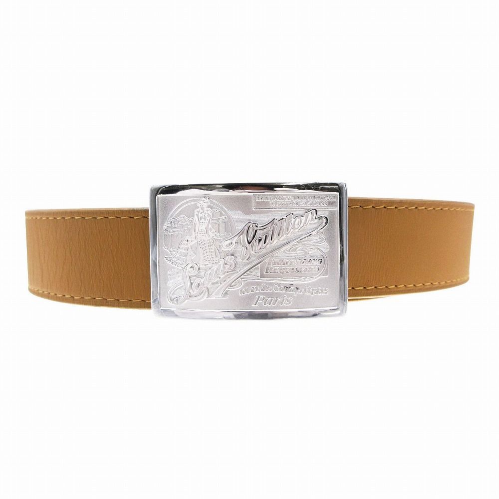 ルイヴィトン サンチュール レザーべルト シルバーバックル LOUIS VUITTON ルイヴィトン サンチュールジーンズ シルバーバックル