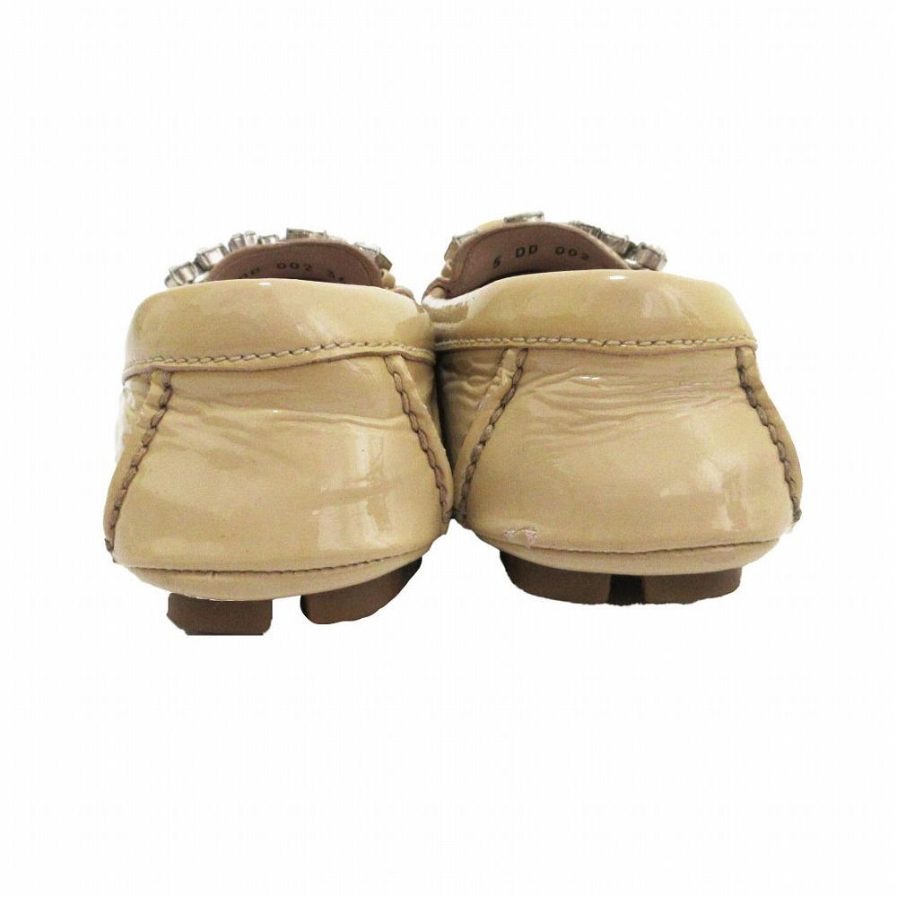 miumiu ミュウミュウ エナメル ビジュー装飾 ローファー シューズ