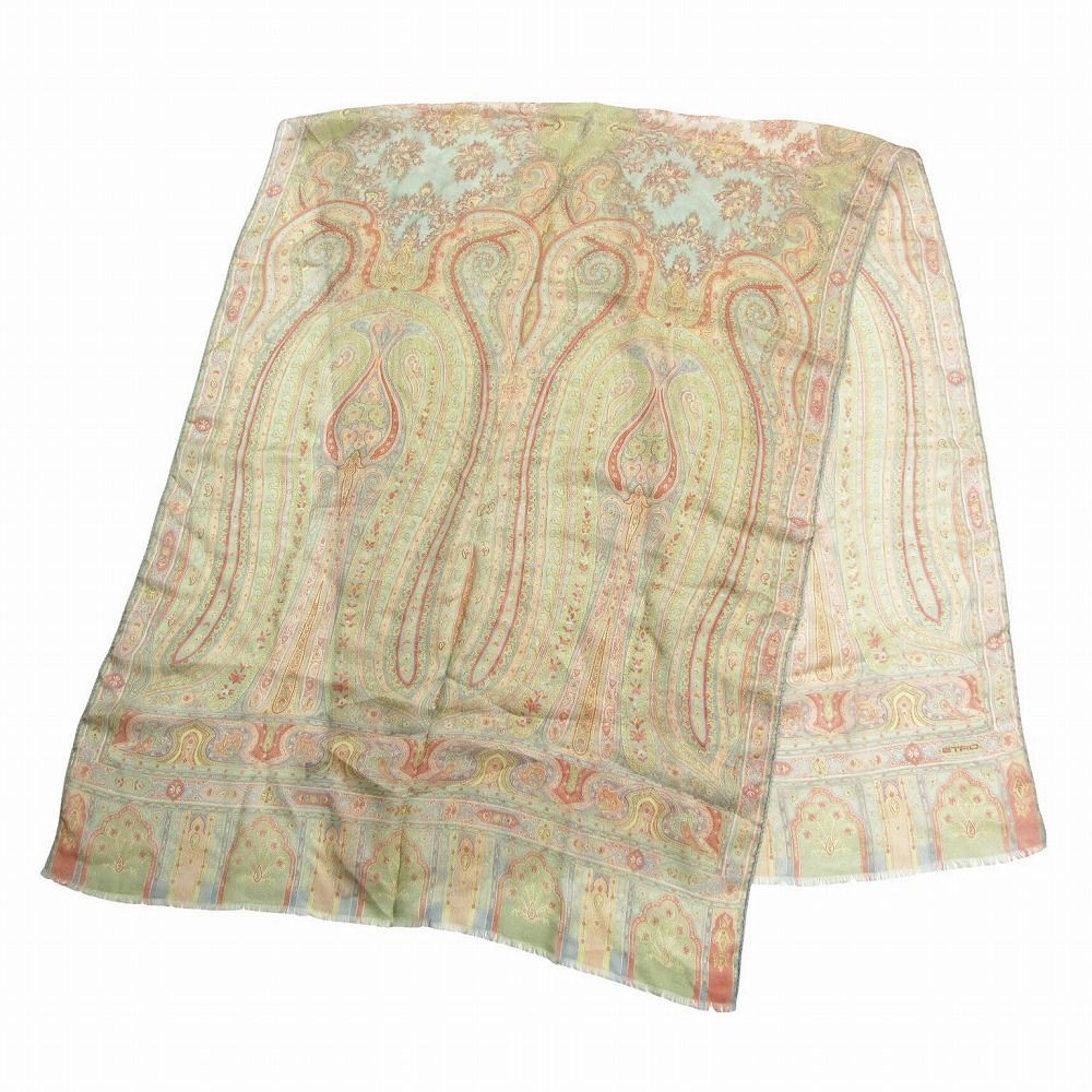 ETRO エトロ シルク100% ペイズリー柄 大判ストール マルチカラー