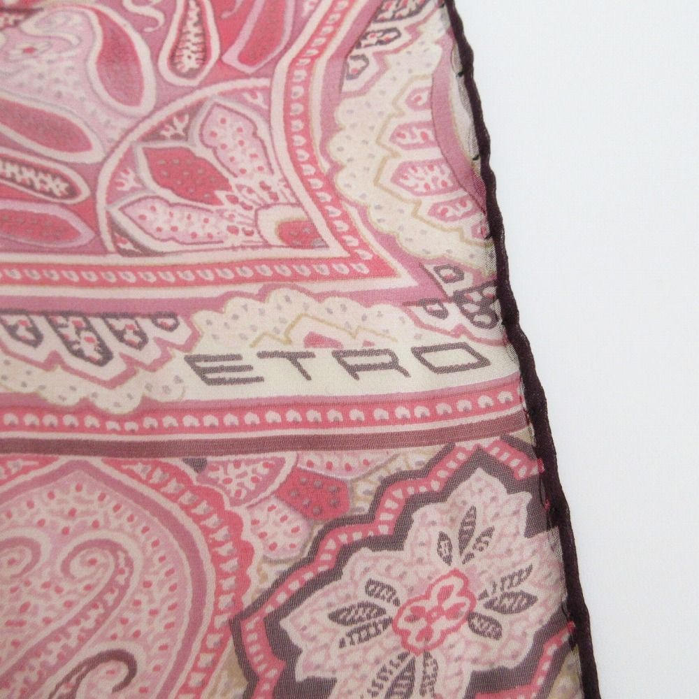 ETRO エトロ シルク100% ペイズリー柄 ストール レッド サイズ40×130cm
