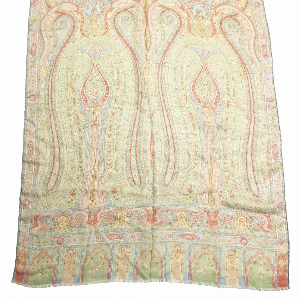 ETRO エトロ シルク100% ペイズリー柄 大判ストール マルチカラー