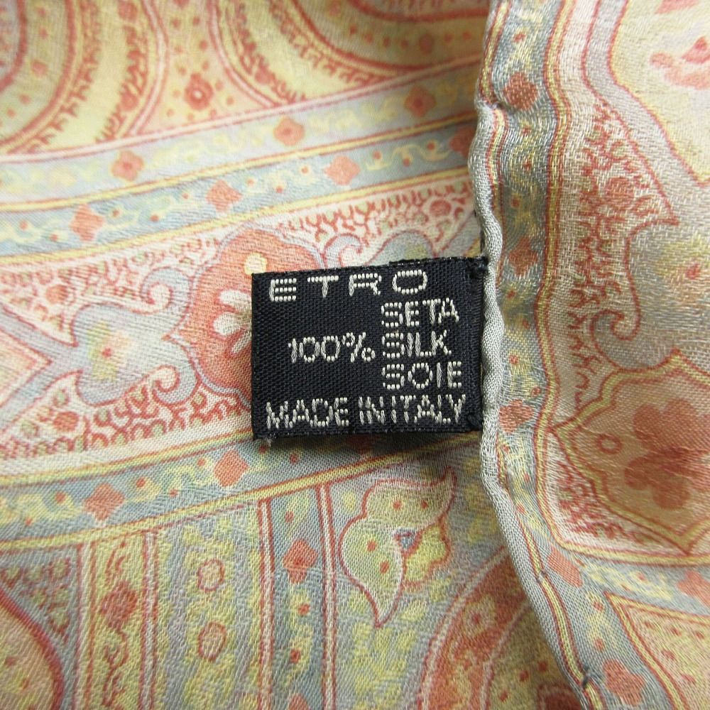 ETRO エトロ シルク100% ペイズリー柄 大判ストール マルチカラー