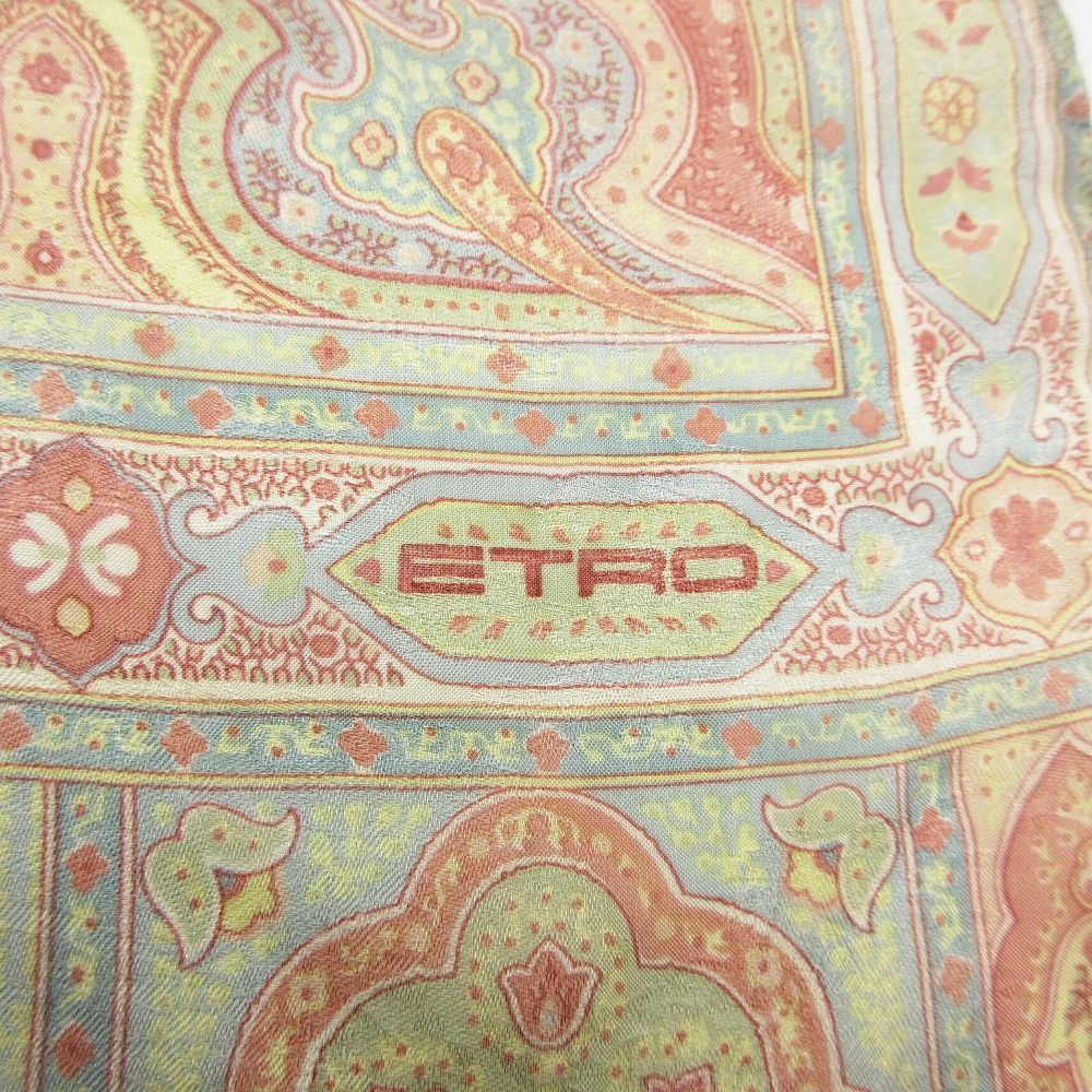 ETRO エトロ シルク100% ペイズリー柄 大判ストール マルチカラー