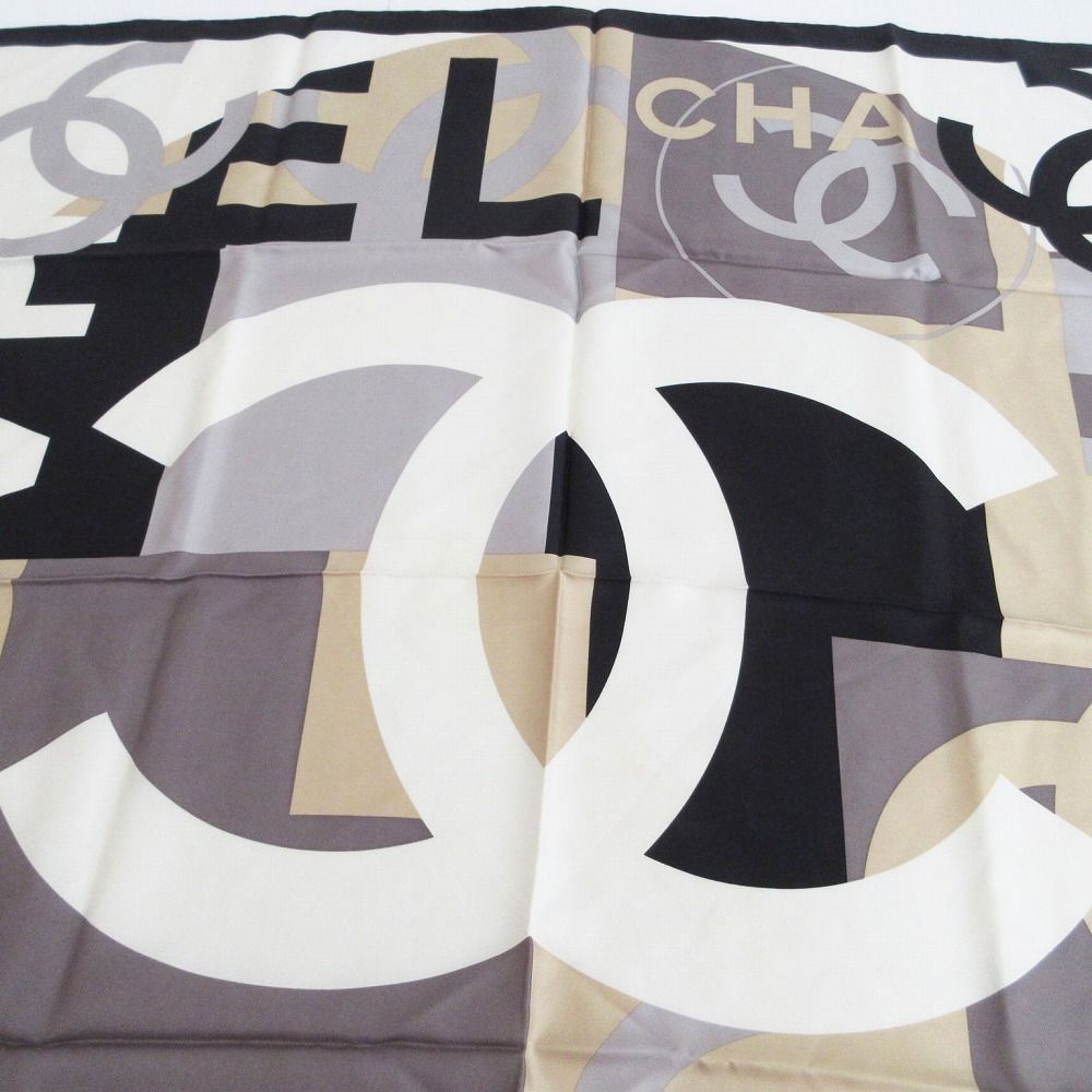 CHANEL シャネル ココマーク ロゴ シルク スカーフ ブラック サイズ90