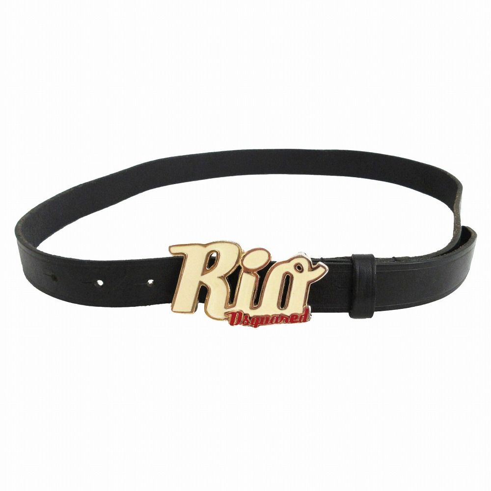 DSQUARED ディースクエアード ロゴバックル レザー ベルト ゴールド