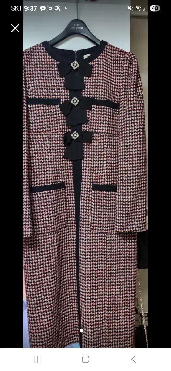 モジョエスピン ハウンドトゥース リー リボン ワンピース