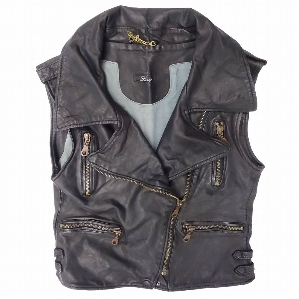 Sisii シシ ライダース ベスト カウレザー ジャケット ノースリーブ
