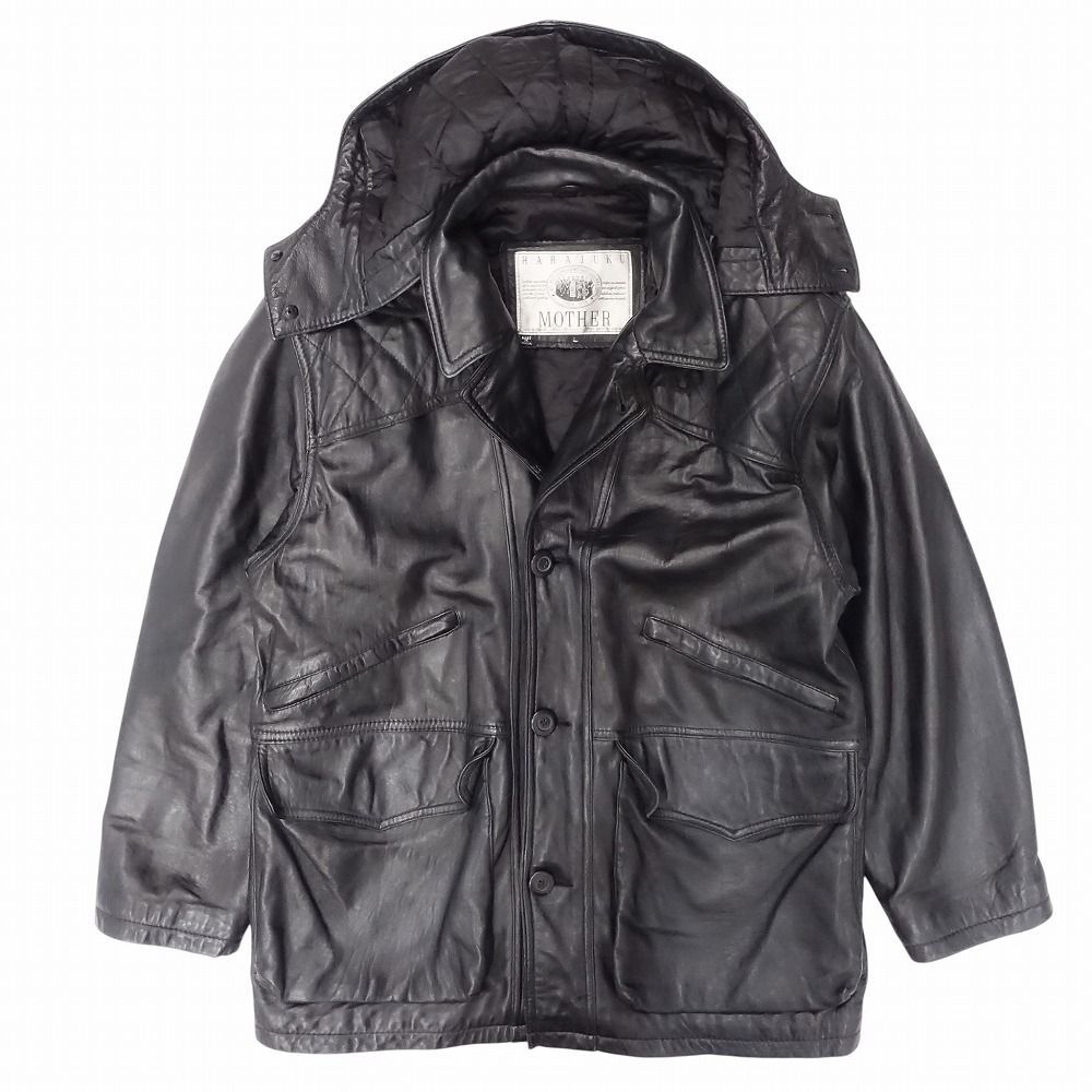 原宿マザー HARAJUKU MOTHER ラムスキン フード付き レザージャケット