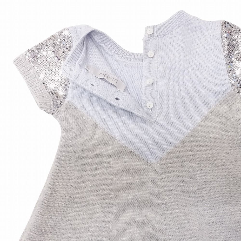 babyDior ベビーディオール スパンコール装飾 ニット ワンピース 半袖