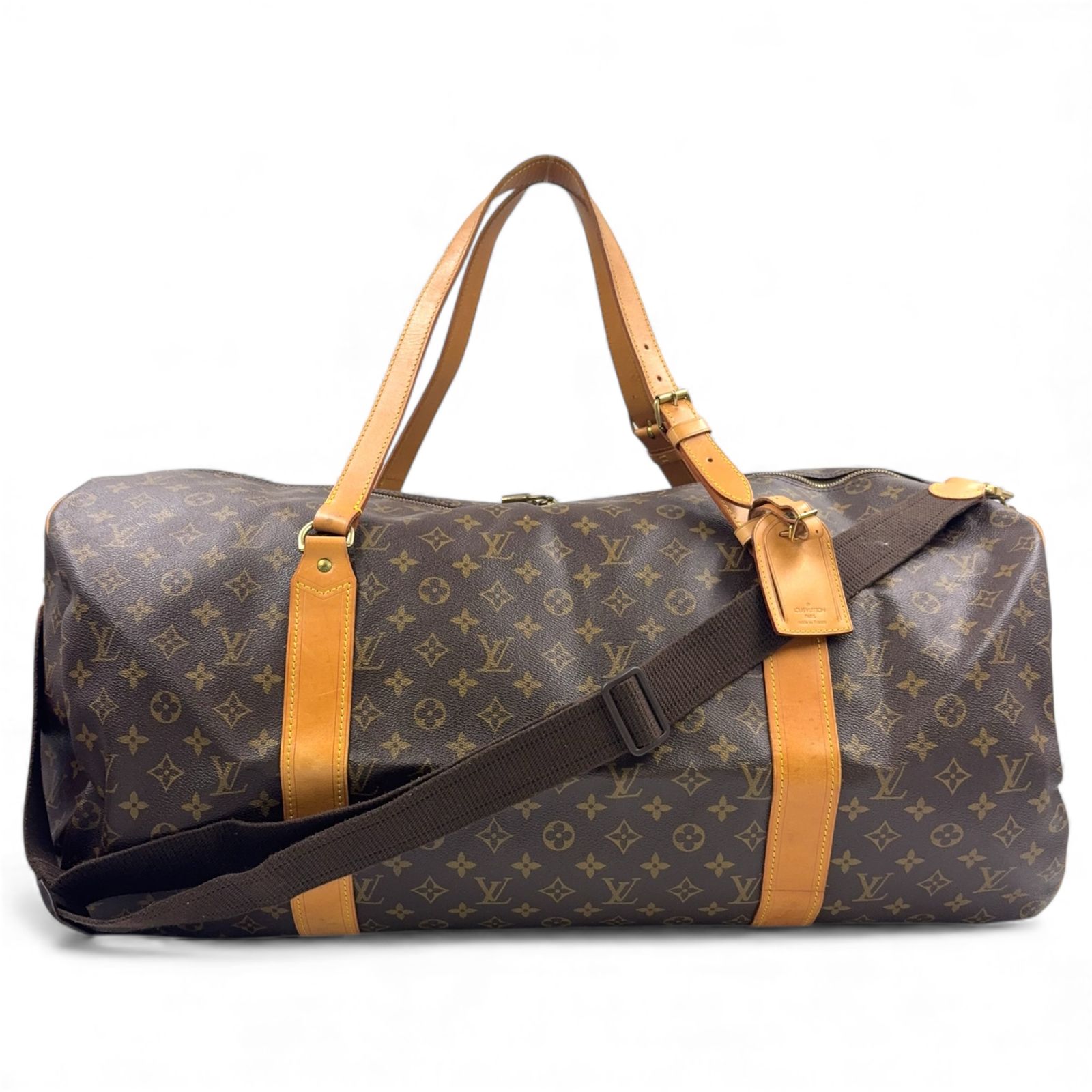 LOUIS VUITTON サック ポロション65 モノグラム レザー×PVC ブラウン ボストンバッグ ゴールド M 41222
