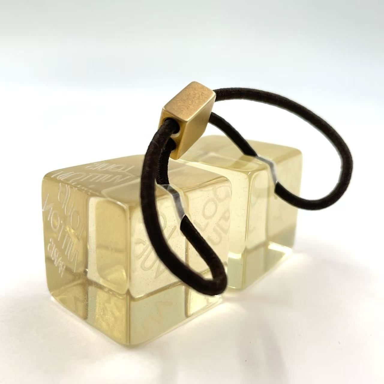 LOUIS VUITTON ヘアキューブ アンクルージョン プラスチック クリア ブラウン ヘア ゴールド