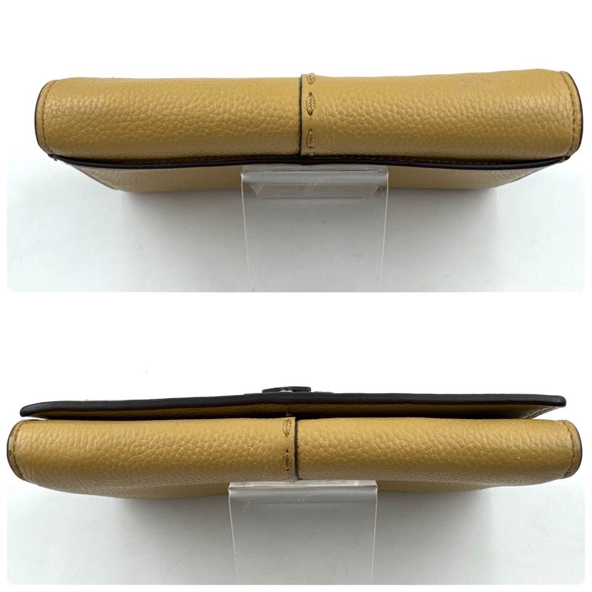 ✨極美品✨トリーバーチ　マックグロー　二つ折り　長財布　レザー　シボ革　イエロー ✨極美品✨TORY BURCH トリーバーチ マックグロー 二つ折り 長財布